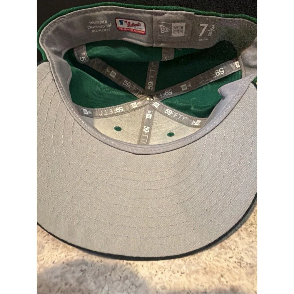 Cincinnati Reds New Era Kelly Green White Logo 59FIFTY Fitted Hat Size 7 3/8